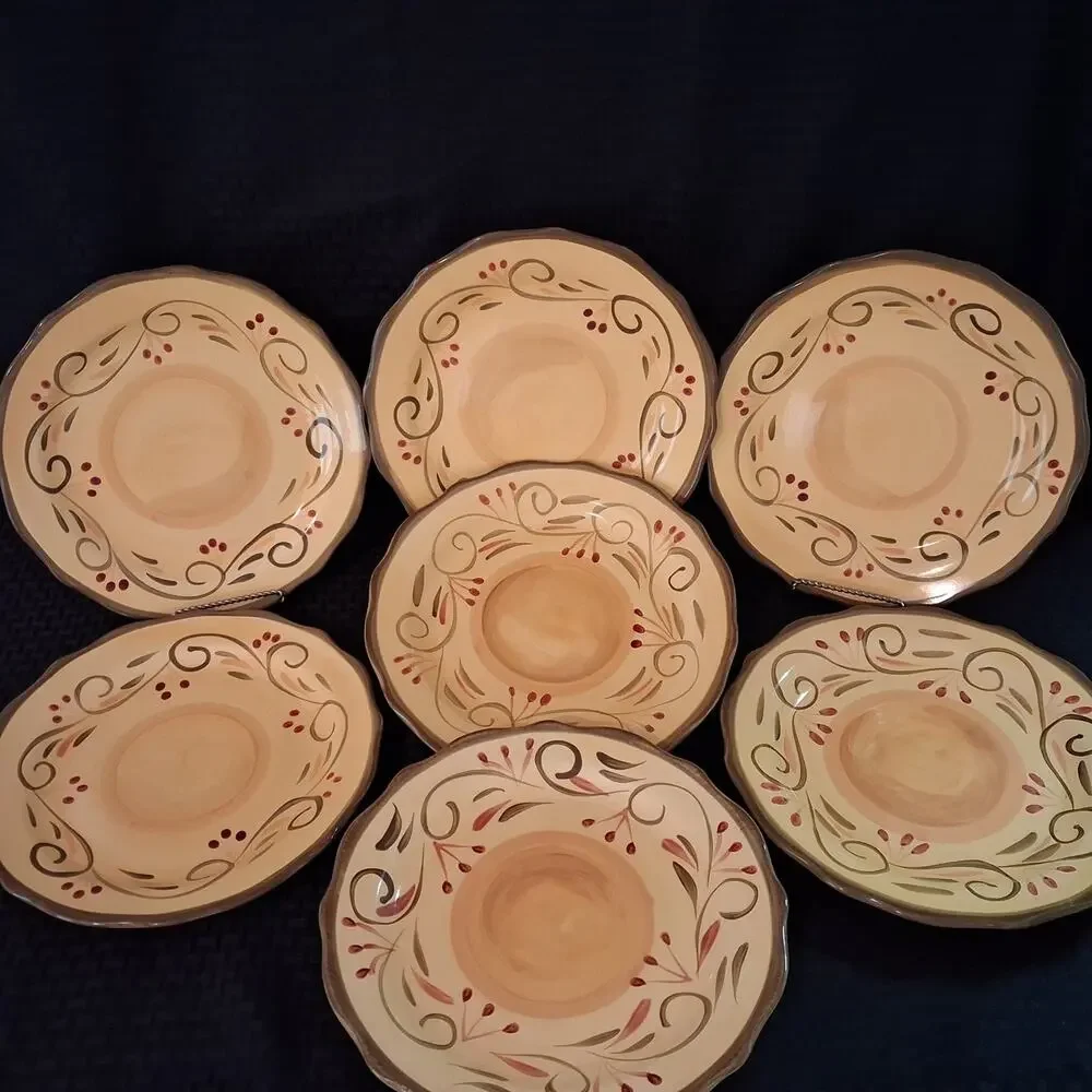 Home Trends Italian Villa Dinner Plates LOT of 7 Stoneware 11